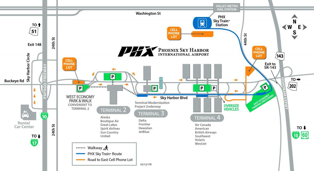 Phoenix международного аэропорта карте