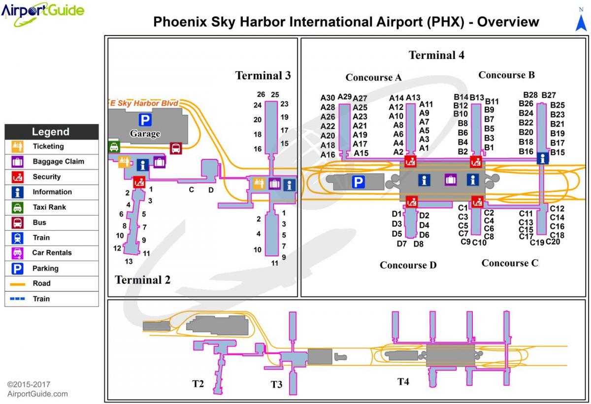 карта аэропорта Финикс Скай-Харбор