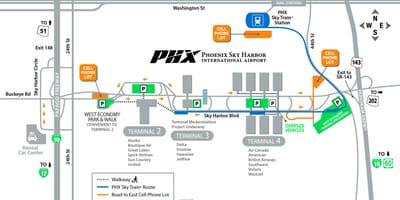 Phoenix международного аэропорта карте